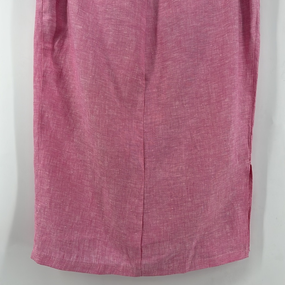 Talbots 100% Linen Pink Midi Skirt with Slit - Picture 12 of 16